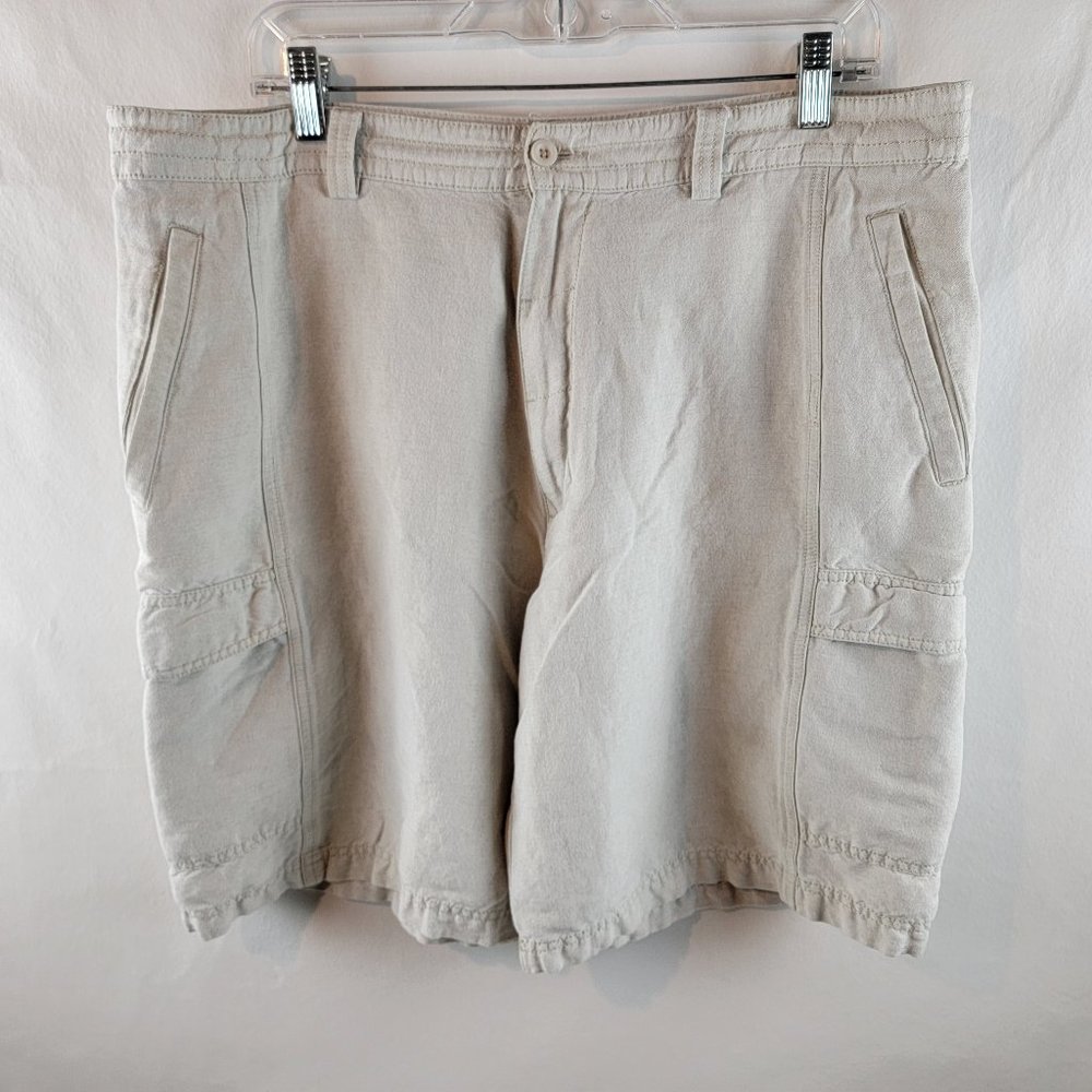 Cubavera Shorts Mens 38 Beige Chino Cargo Linen Blend Beach Casual Lightweight